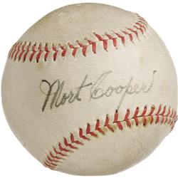 1940's Mort Cooper Single Signed Baseball. The
