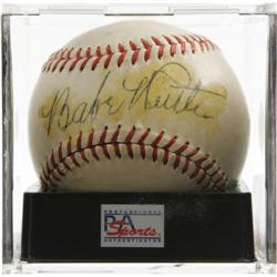1940's Babe Ruth Single Signed Baseball, PSA NM