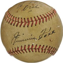 1940's Jimmie Foxx Single Signed Baseball. Abso