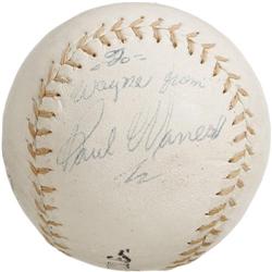 1950's Paul Waner Single Signed Baseball. A ver