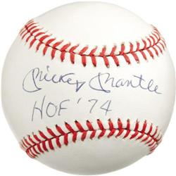 Mickey Mantle "H.O.F. 1974" Single Signed Baseba
