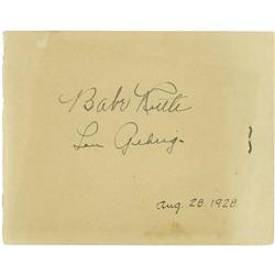 1928 Babe Ruth & Lou Gehrig Signed Album Page.
