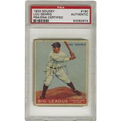 1933 Goudey Lou Gehrig #160, Signed. Late caree