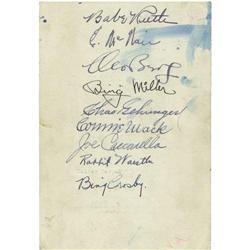 1934 Tour of Japan Team Signed Sheet with Babe R