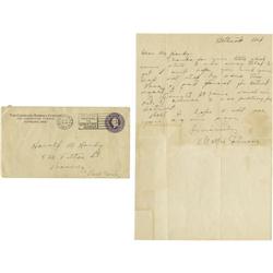 1934 Walter Johnson Handwritten Signed Letter.