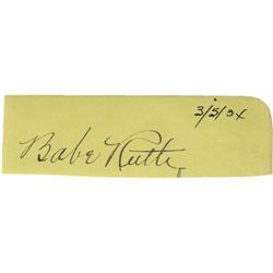 Babe Ruth Cut Signature.