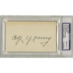 1940's Cy Young Signed Index Card. He holds the