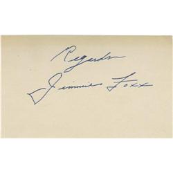1960's Jimmie Foxx Signed Index Card. "When Neil