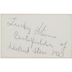 1970's Turkey Stearnes Signed Index Card Display