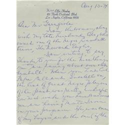 1974 Effa Manley Handwritten Letter to Joe Garag