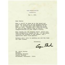 1991 George H.W. Bush Signed Letter re: First Pi