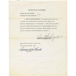 1955 Rocky Marciano Signed Affidavit of Citizens