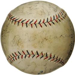 1923 Cleveland Indians Team Signed Baseball. Ha