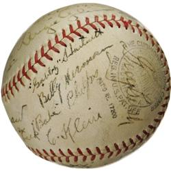 1934 Chicago Cubs Team Signed Baseball. Tremend