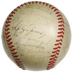 1940 New York Yankees Team Signed Baseball. Tho