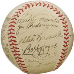 1952 New York Yankees Team Signed Baseball. Wit