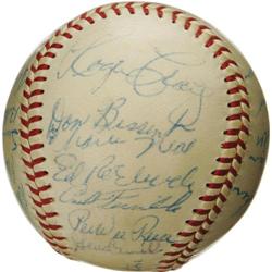 1956 Brooklyn Dodgers Team Signed Baseball, PSA