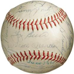 1960 New York Yankees Team Signed Baseball. The