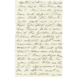 1859 Handwritten Letter Mentioning Baseball. Th