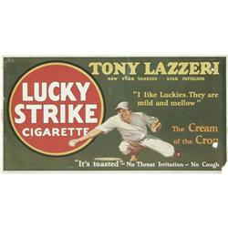 1928 Tony Lazzeri "Lucky Strike" Trolley Sign.