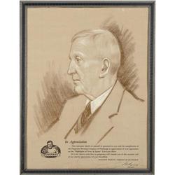 Circa 1950 Cy Young Personally Owned Charcoal Po