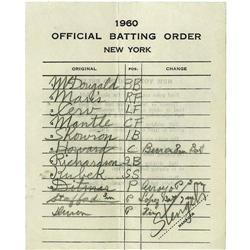 1960 New York Yankees World Series Game Five Lin
