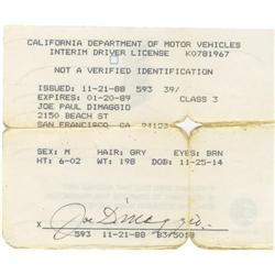 1988 Joe DiMaggio Signed Interim Driver's Licens