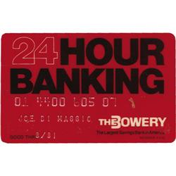 1990's Joe DiMaggio ATM Card. Personal twenty-f