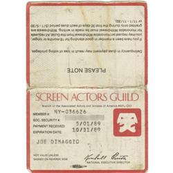 1989 Joe DiMaggio Signed Screen Actors Guild Mem