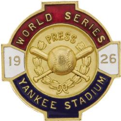 1926 World Series Press Pin (New York Yankees).