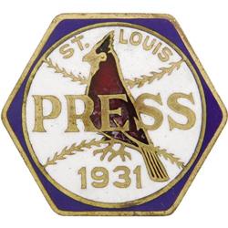 1931 World Series Press Pin (St. Louis). The Ca
