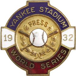 1932 World Series Press Pin (New York Yankees).