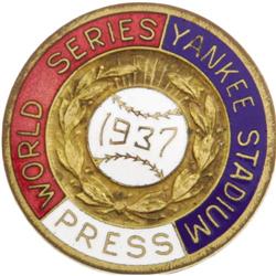 1937 World Series Press Pin (New York Yankees).