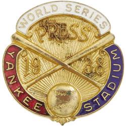 1938 World Series Press Pin (New York Yankees).