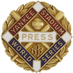 1939 World Series Press Pin (New York Yankees).
