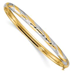 14k 3/16 w/White Rhodium Textured Braided Bangle