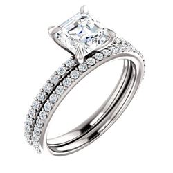 Natural 3.92 CTW Asscher Cut Diamond Ring 14KT White Gold