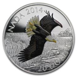 2014 Canada 1 oz Silver $20 Soaring Bald Eagle