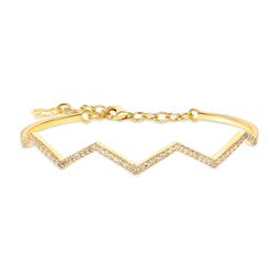 Natural 0.52 CTW Zig Zag Stackable Diamond Cuff Bangle 14KT Yellow Gold