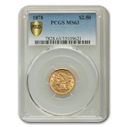 1878 $2.50 Liberty Gold Quarter Eagle MS-63 PCGS