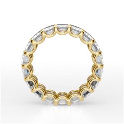 Natural 7.02 CTW U-Setting Emerald Cut Diamond Eternity Ring 14KT Yellow Gold