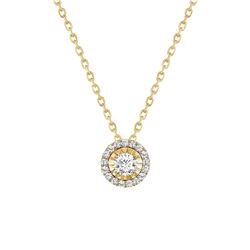 Natural 0.67 CTW Halo Diamond Pendant Necklace 14KT Yellow Gold