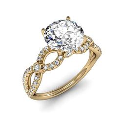 Natural 2.62 CTW Round Brilliant Cut Twist Shank Diamond Ring 18KT Yellow Gold