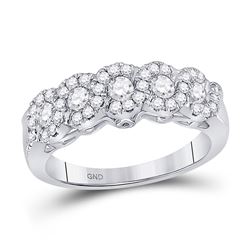 14kt White Gold Womens Round Diamond 5-Stone Band Ring 3/4 Cttw