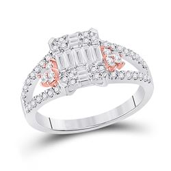 14kt Two-tone Gold Womens Baguette Diamond Fashion Cluster Ring 3/4 Cttw