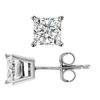 Image 3 : Natural 1.02 CTW Princess Cut Diamond Stud Earrings Push Back or Screw Back 14KT White Gold