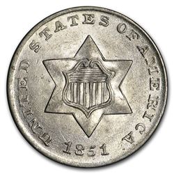 1851 Three Cent Silver BU