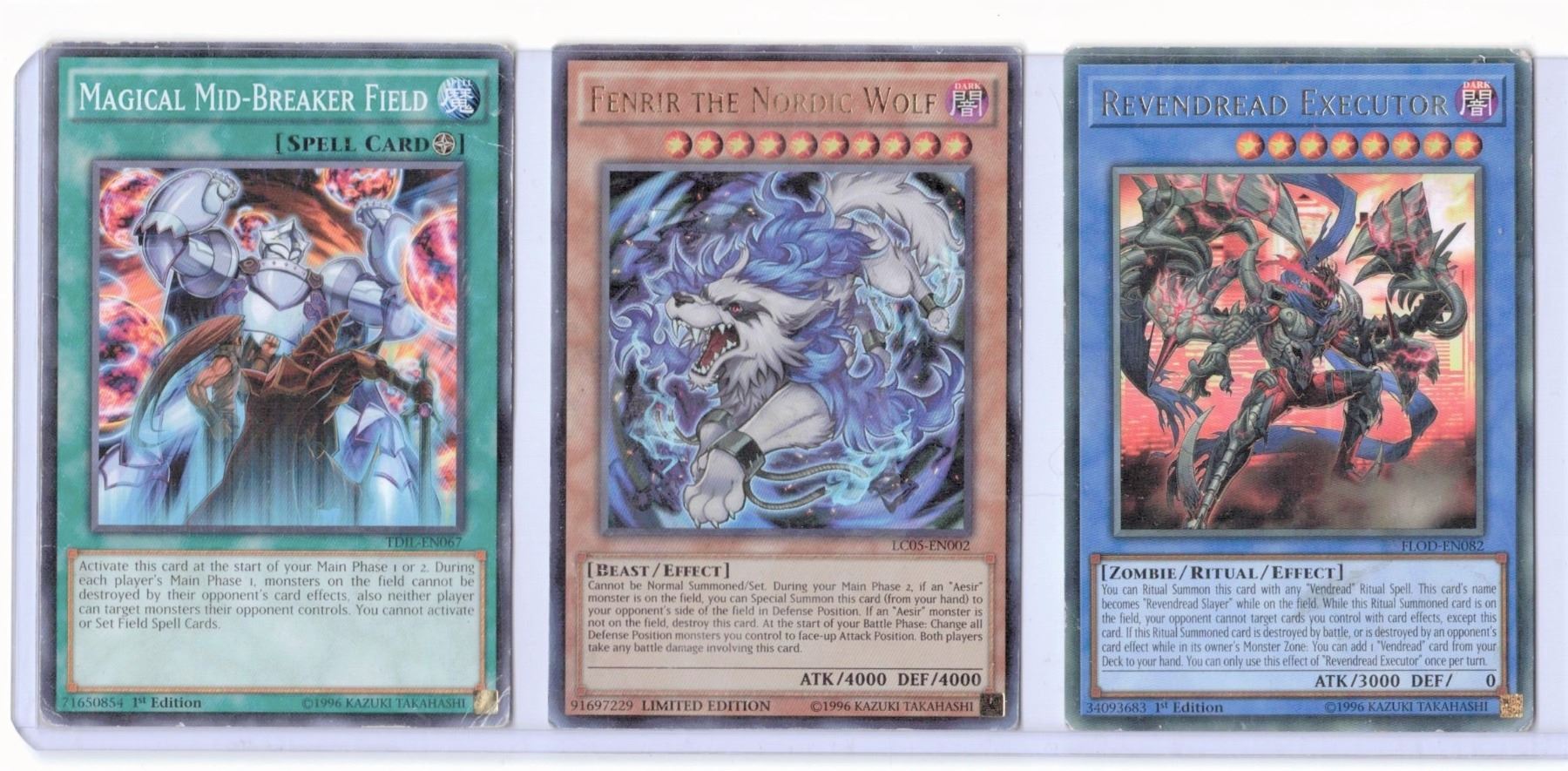 THREE Yu-Gi-Oh Cards - Fenrir the Nordic Wolf , Magical Mid-Breaker ...