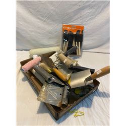 Flat of drywall and paint tools