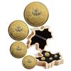 Image 1 : 2018 The Maple Leaf .99999 Fine Gold Fractional 4-coin Set. Features 1oz, 1/4oz, 1/10oz & 1/20oz den